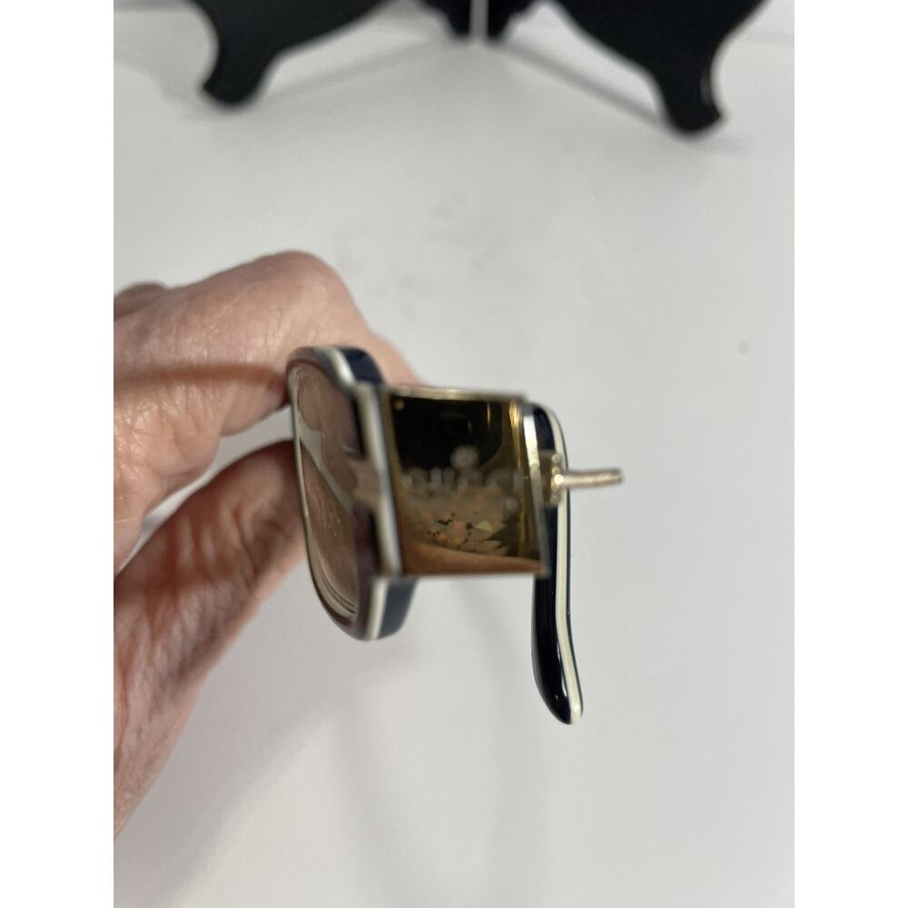 VTG Gucci Blue White Rectangular Glasses Gold Accent Italy GG Broken. - Picture 2 of 7